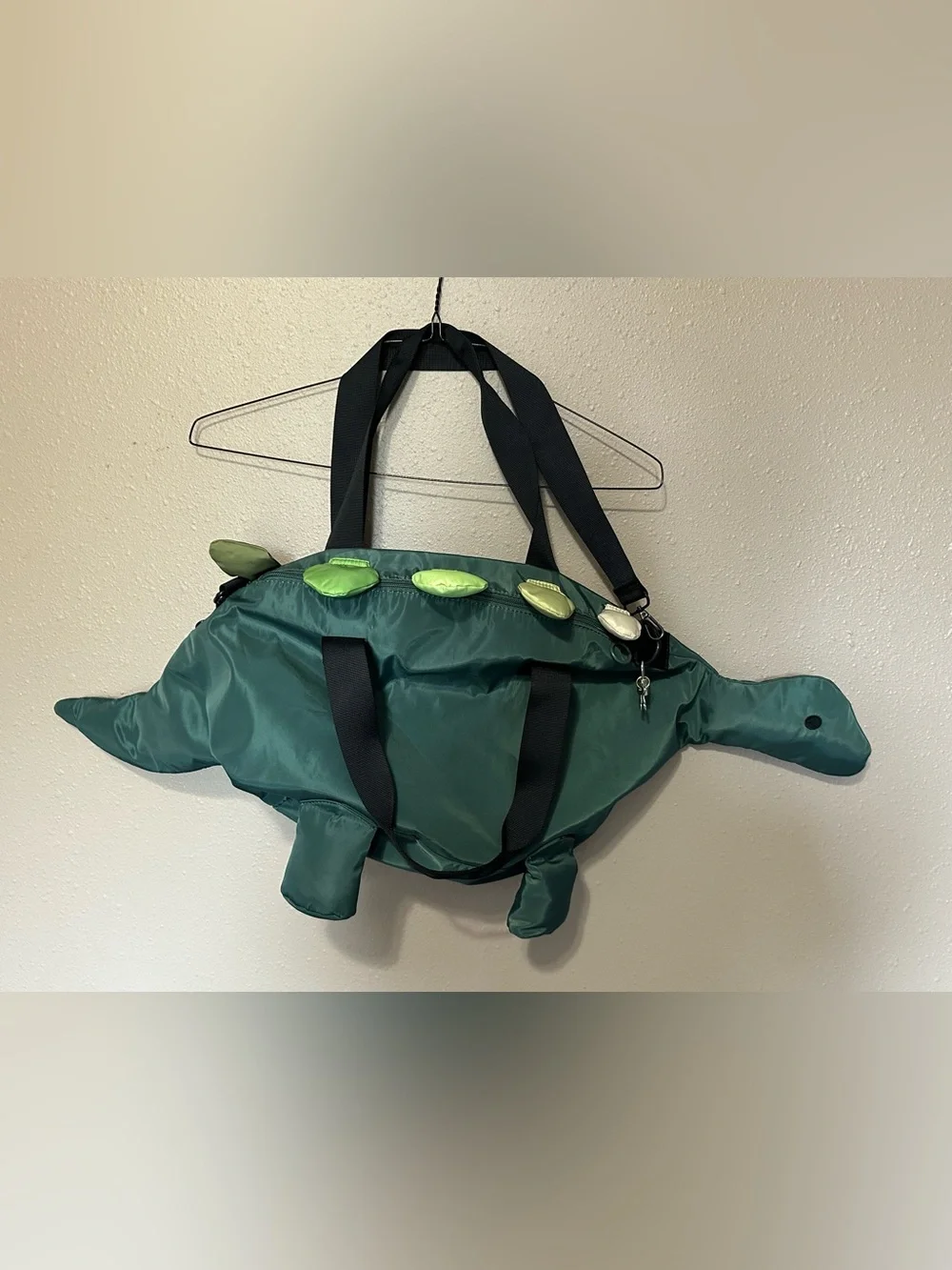 Cat & Jack Dinosaur Duffel Kids OS Green Solid Novelty 2024 Polyester Travel Bag